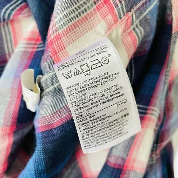 Gap Pendleton Flannel Shirt Boyfriend Fit Button Down Pink Blue Comfy Size Small - Picture 9 of 12